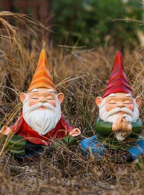 跨境新品打坐地精庭院摆件家居户外侏儒小矮人精灵装饰树脂工艺品