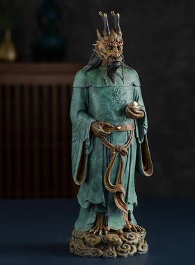 黄铜四海龙王爷像体吉祥物客厅玄关办公室桌面摆件开业送人礼物