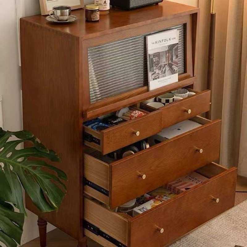 3r实木中古斗柜客厅沙发边柜杂志柜卧室复古翻门五斗柜小户型展示,淘宝优惠券,粉丝福利购,淘宝优惠卷