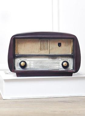 复古做旧老式收音机模型摆件创意咖啡厅奶茶店客厅书柜桌面装饰品