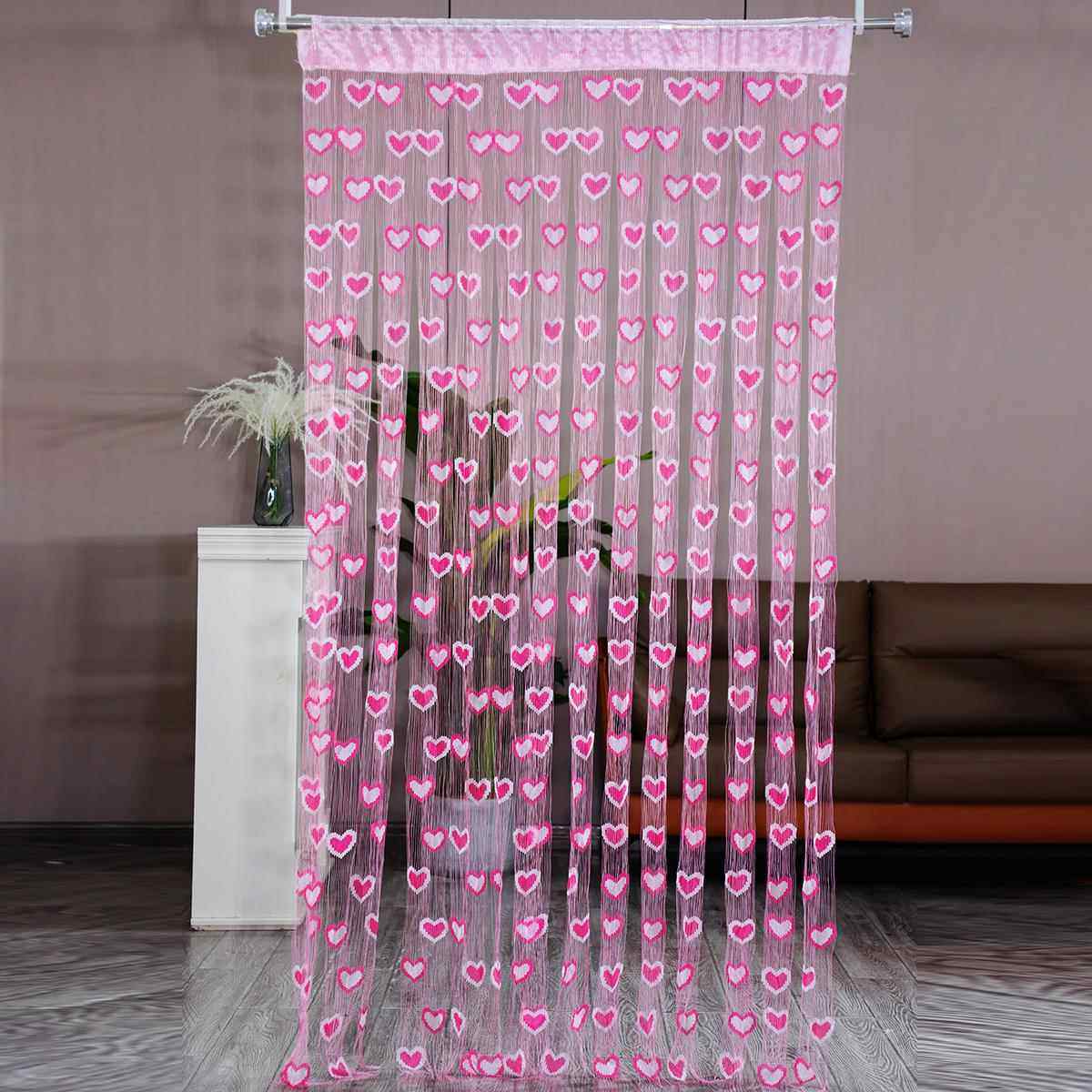 网红流苏双色爱心门帘公主房布置窗帘儿童房幼儿园装饰线帘隔断,淘宝优惠券,粉丝福利购,淘宝优惠卷