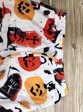 Women's printed ankle cuffs, drawstring high waisted