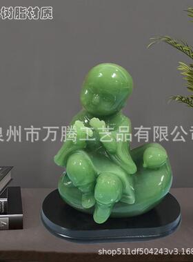 仿玉禅意小和尚树脂工艺品办公室客厅玄关桌面摆件家居装饰厂手工