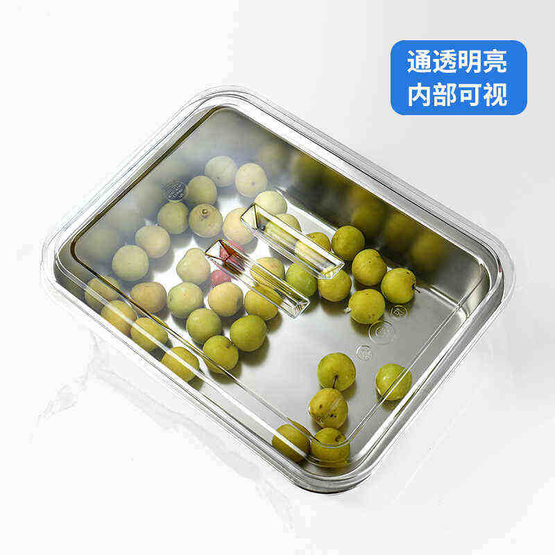 不锈钢方盆带盖长方形方盘带透明盖方盆商用特大号餐盆装菜盆,淘宝优惠券,粉丝福利购,淘宝优惠卷