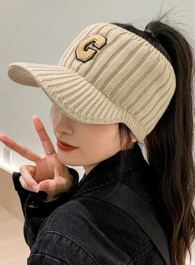 冬天跑步帽子女款秋冬季运动户外晨跑防风保暖护耳马尾空顶帽防寒