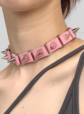 朋克日系涩谷拼接铆钉项圈choker