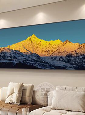 日照金山客厅装饰画 梅里雪山风景壁画 有靠山沙发背墙画 办公室
