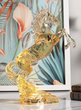 现代轻奢高档几何动物摆件亚克力鹿工艺品水晶牛酒柜骏马桌面摆设