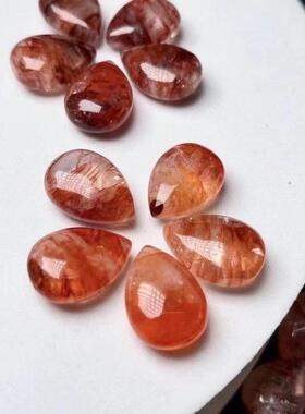 2026厂家直供红胶花水滴吊坠裸石 晶体通透花纹清晰 红胶花吊坠裸