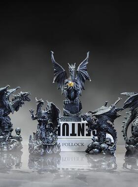 跨境万圣节骷髅魔法龙摆件桌面创意权利游戏周边熔岩龙蛋树脂装饰