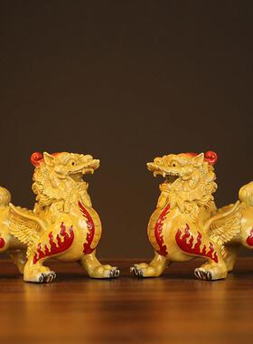 铜貔貅摆件一对天禄送财独角皮丘家居客厅装饰品公司店铺开业礼品
