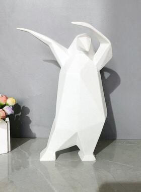 卡通动物企鹅树脂摆件抽象雕塑中式风格桌面家居摆件饰品玄关客厅