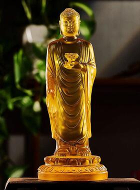 现货水琉璃阿弥陀佛佛像佛堂寺庙供奉站立树脂中式车载佛摆件