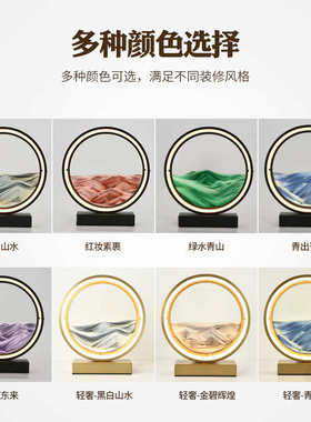 工厂创意3D流沙画360旋转床头客厅解压礼品装饰氛围小夜灯工艺摆