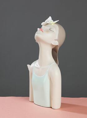 树脂创意可爱小女孩摆件酒店展厅客厅装饰简约人物家居现代手工