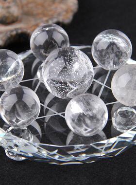 天然白水晶七星阵摆件球卧室办公室摆件公务员学生带冰裂棉絮