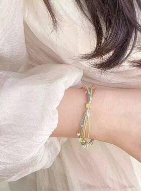 热销幸运四叶草五彩手绳手链仿珍珠万事如意马卡龙超显白闺蜜手链