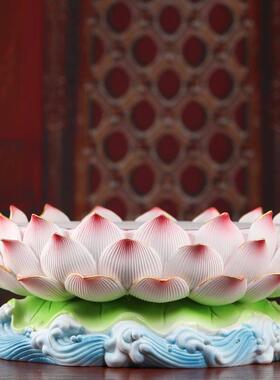 陶瓷莲花座佛像底座观音菩萨供奉供佛圆形摆件垫高神像托架