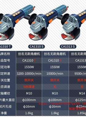 创名工业级1380瓦无刷角磨机家用抛光机11000转带防护罩防尘创新