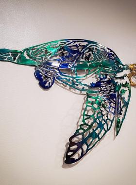 深圳旗鱼海龟水母金属铁艺剪影模具工艺品室内墙体装饰独立