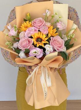 向日葵彷真花束舞台颁奖演讲献花年会毕业假花交车拍照道具手捧花