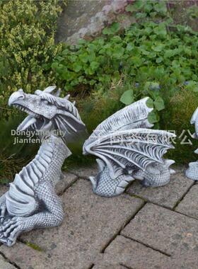 树脂工艺品园艺庭院飞龙摆件黑白三节飞龙雕像花园装饰工艺品摆件