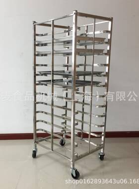 上海产15层烤盘架不锈钢方管饼盘车烘烤面包架推车式糕点架