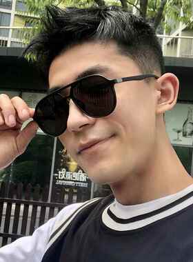飞行员式男士偏光太阳镜韩版大圆框蛤蟆镜显脸小抗UV开车太阳眼镜