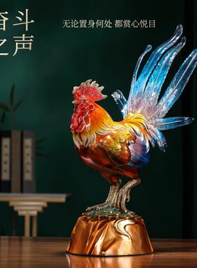 一鸣惊人大公鸡全铜摆件客厅酒柜玄关办公室装饰品乔迁开业礼品