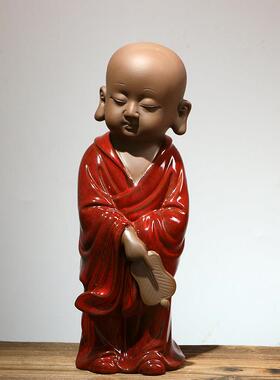 正品家居可爱办室桌面小和尚陶瓷公摆件视柜装饰客家居电摆设厅品