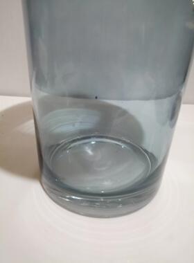 广口玻璃花瓶摆件插花水养天蓝色透明文艺小众设计感插花瓶