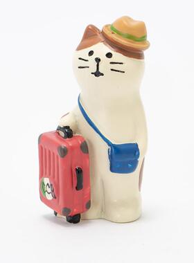 日ZAKKA杂货迷猫你万福招财游猫旅微式缩树脂工艺0808品潮玩小摆
