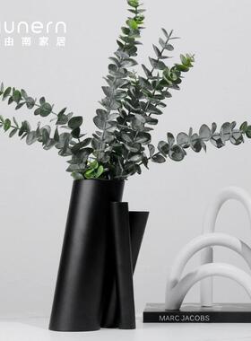 现代简约圆柱交接插花器摆XRP件样板客厅楼处间花艺术家居软装售