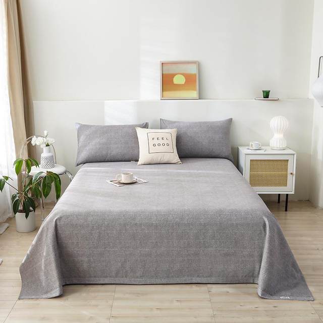 Thickened old coarse cloth bed sheet single piece double single student dormitory bed sheet modern simple big kang summer three-piece set