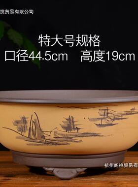 紫砂特大口径圆形碗盆树桩金弹子盆栽花盆客厅室内阳台种树种
