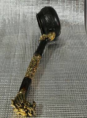 古玩收藏铜鎏金龙头勺刻纹精美形制端正铜勺水勺复古
