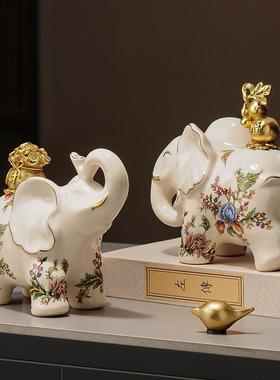 正品家居饰装品摆陶瓷大象件电视柜酒柜客厅工高档旺宅葫芦裂纹釉