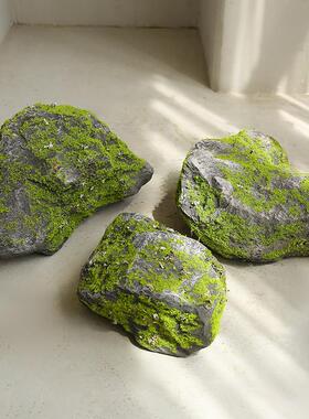 仿真青苔景泡沫仿生石头造室QNY内道庭院假舞山台苔藓假石头具摆