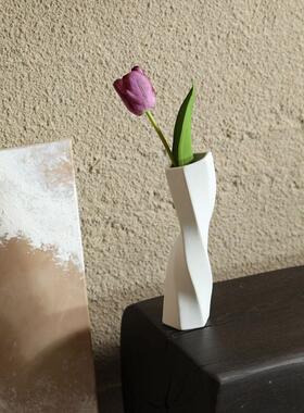 侘寂风黑白陶瓷花瓶摆件 客厅现代简约插花干花装饰品摆设