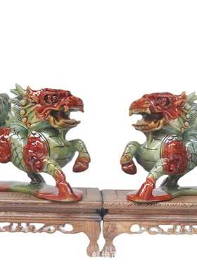 钰程本命年玉器 20CM祥瑞麒麟岫玉石乔迁吉祥家居装饰化五黄二黑