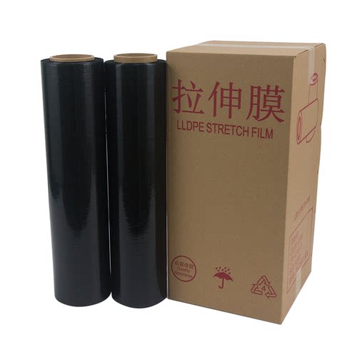 厂家直销黑色PE缠绕膜黑膜拉伸膜保鲜打包遮光快递工业用物流保护 - 图3