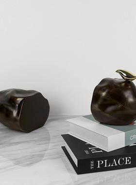 正品新中意书档居家软装饰品书房样板房创树脂彷式石头金鸟书靠摆