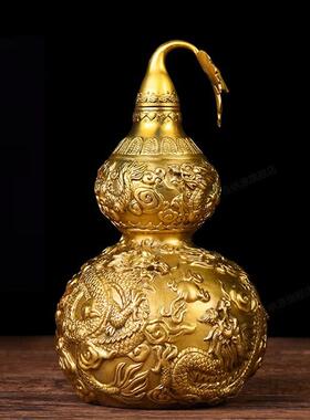 全铜龙纹铜葫芦摆件家居装饰品桌面客厅玄关工艺礼品摆饰中式送礼