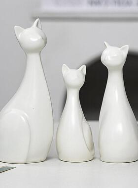 入户门玄关摆件柜子客厅高级感北欧创意猫咪陶瓷动物简约现代客厅