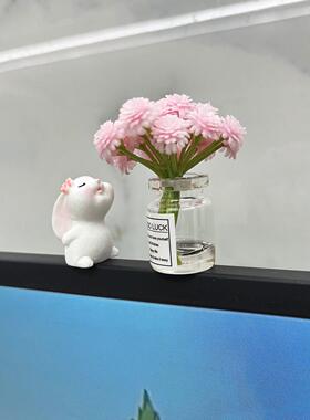 办公桌电脑萤幕装饰女生可爱工位改造治愈小玩意电视上的摆件