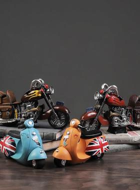 美式复古老式摩托车模型套餐创意家居客厅店铺餐厅柜台装饰小摆件