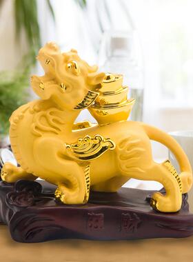 沙金工艺品纳福摆件招财貔貅家居装饰品汽车摆件貔貅镀金