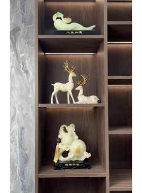 正品轻居奢风财福禄招如意葫对鹿家饰品芦摆件客厅玄关酒电视柜办