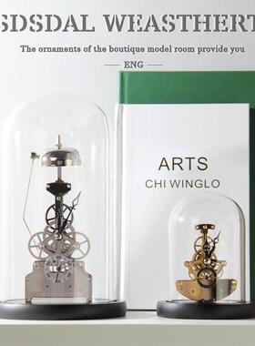 个性创意时钟座钟表床头柜书柜书架书桌桌面精致金属摆件轻奢软装