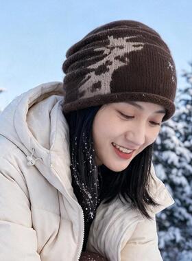 适合出游拍照的帽子女士冬韩系复古堆堆帽小众个性设计冷帽秋冬保